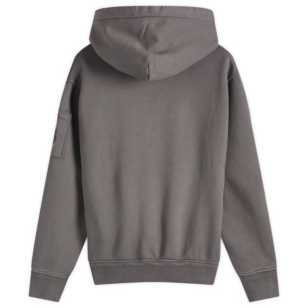 CP Company Men's Diagonal Fleece Resist Dyed Hoodie Smoked Pearl